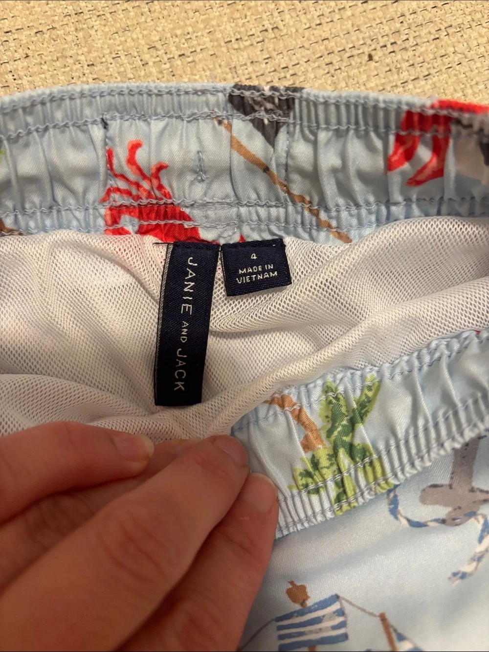 Janie and Jack Light Blue Pirate & Tropical Print Swim Trunks